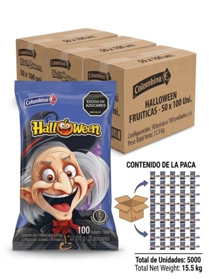 PACA COMPLETA Dulce Halloween x 100unds x 50 Bolsas